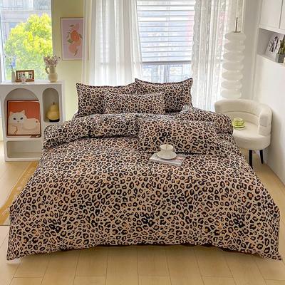 Leopard Print Duvet Cover Twin Queen 4 Pcs Wild Animal Cheetah Skin Fur Print Bedding Set Microfiber Reversible Comforter Cover