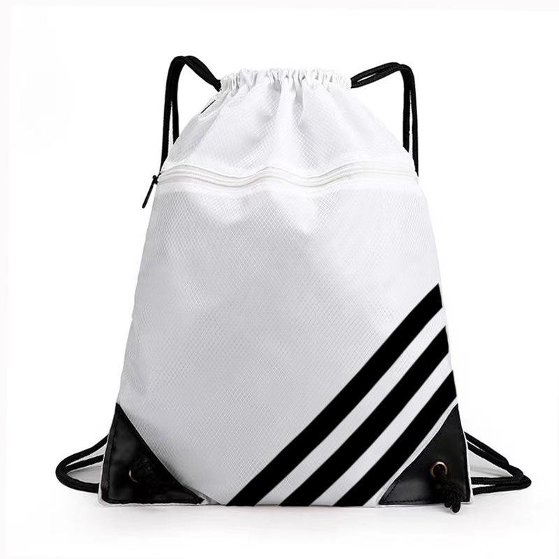 

Portable Drawstring Backpack Gym Bag with Logo Print - Outdoor Training Storage Large белый