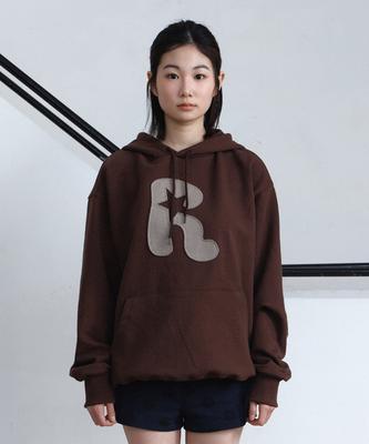 Applique Knee Patch Hoodie (Dark Brown)