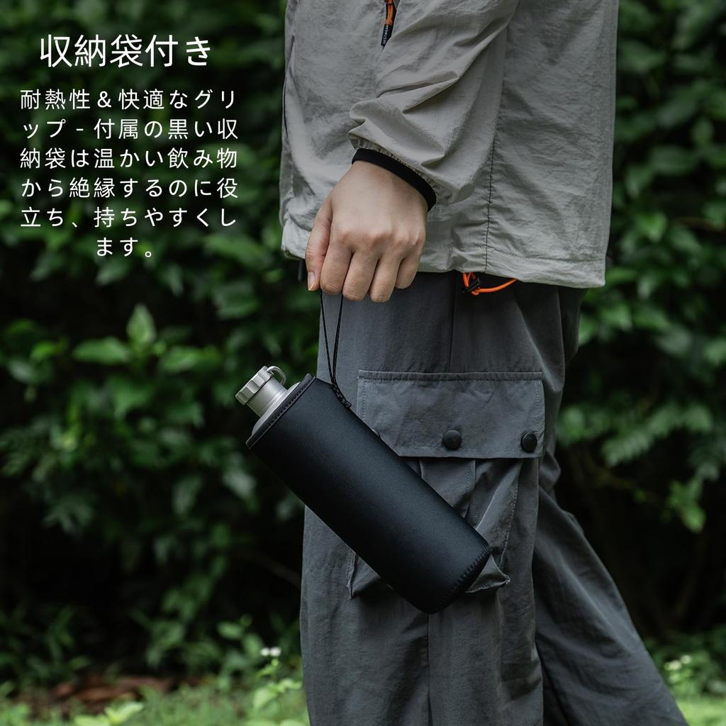 Boundless Voyage Titanium Sports Water Narrow Direct Ideal for and Outdoor with Storage Bag Single-Wall Bottle, 600ml, Mouth, Ultra-Lightweight,