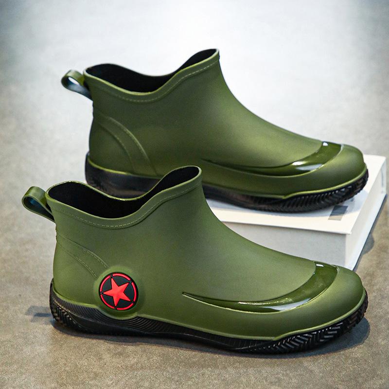 Fashion Fashionable Men's Women's Ankle Rain Boots Men's Non-slip Wear-resistant Waterproof Shoe Work Boots Suitable for Rainy Snowy Day