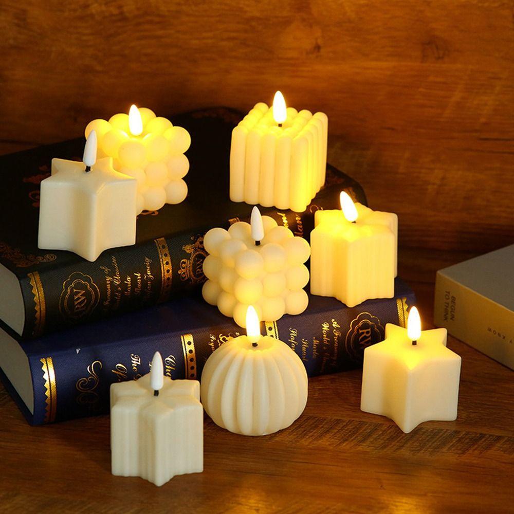 Warm Light LED Candle White Atmosphere Candle Light Creative Electronic Candle  Cafe