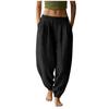 Women's Cotton Linen Pants Casual Elastic Waist Color Jogger Pants Comfy Beach Vacation Trousers With Pockets