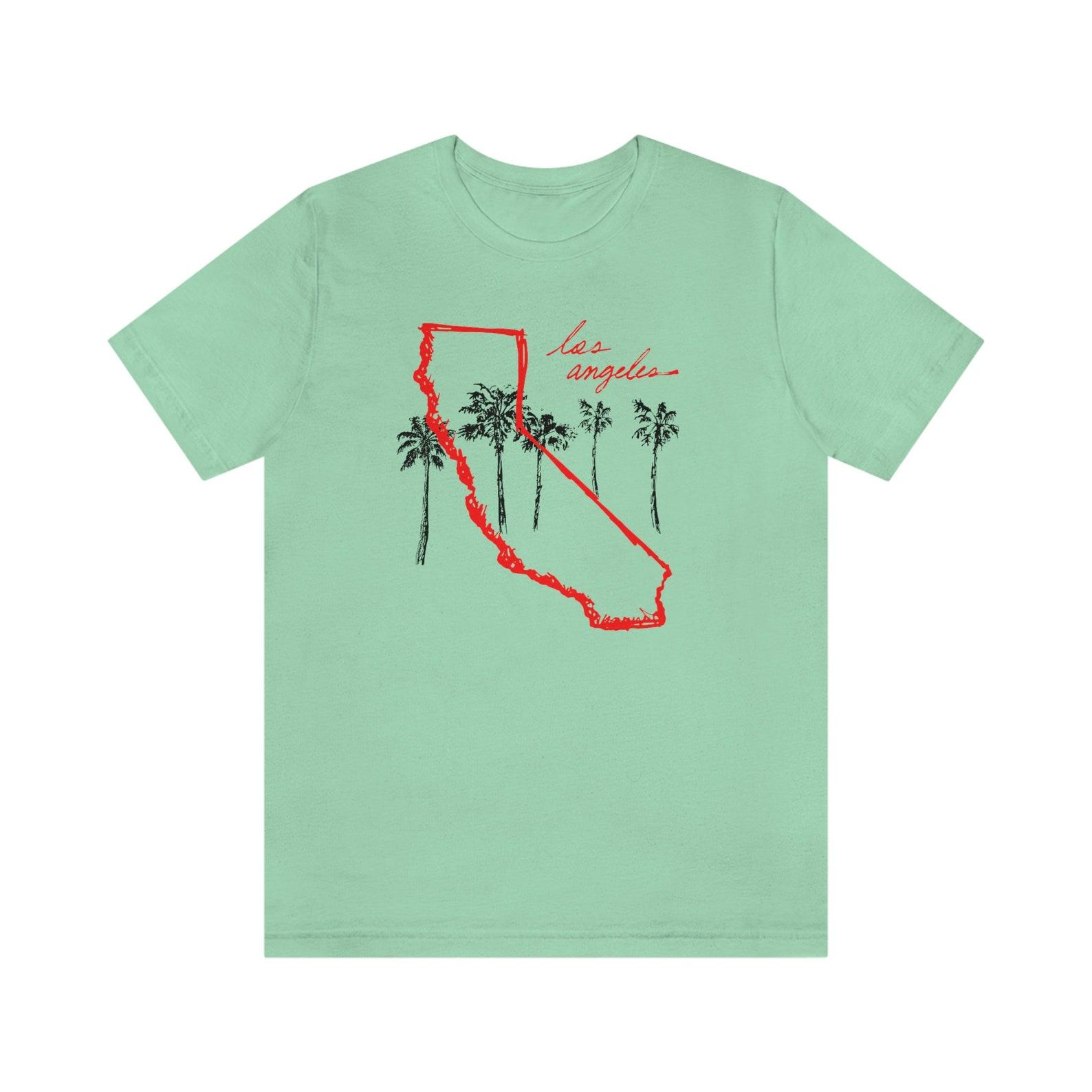 Los Angeles California Palm Trees; Jersey Short Sleeve Tee, california, palm trees, trendy shirt, trendy clothing, mens gift, graphic tee S