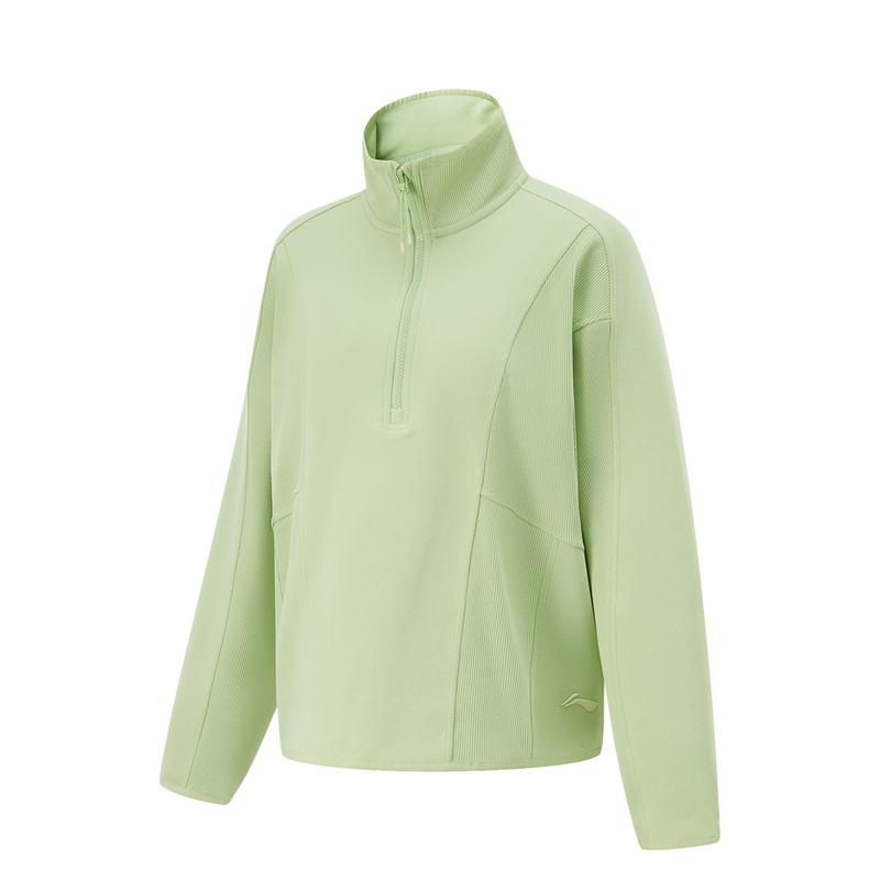 

Li Ning Fitness Series Simple Solid Color Stand Collar Sweatshirt Women Sweatshirt Laurel-Green AWDV600-3 XL