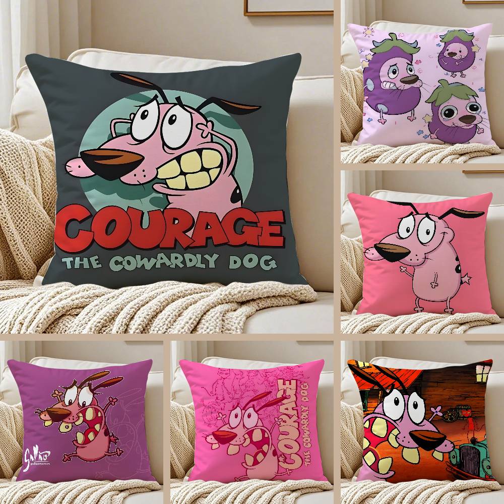 Panika Chen Unisex The Cartoon C-Cowardlys Dog Pillow Case Anti-Dustmite Pillowcase Invisible Zipper Silky Short Plush Sofa Cushion Cover