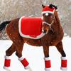 6Pcs Christmas Santa Leg Wraps Horse Hat Saddle Pad with Faux Fur Trim Santa Hat Leg Wraps Western Saddle Pad Multi-Purpose