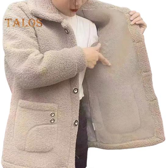 

Зимнее флисовое пальто, утепленное, однобортное, с боковыми карманами, отложным воротником, утепленная однотонная куртка с длинными рукавами XL