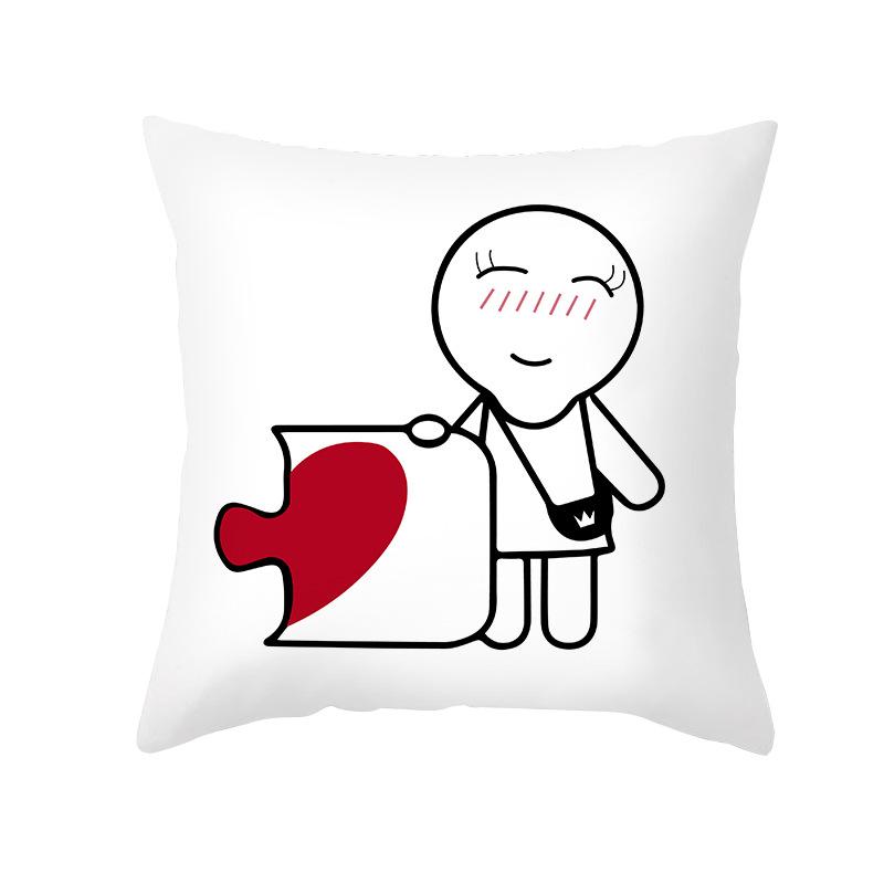Valentine's Day Pillow Cover Couple Love Cushion Cover Peach Skin Fur Home Bedroom Sofa Cushion Cover