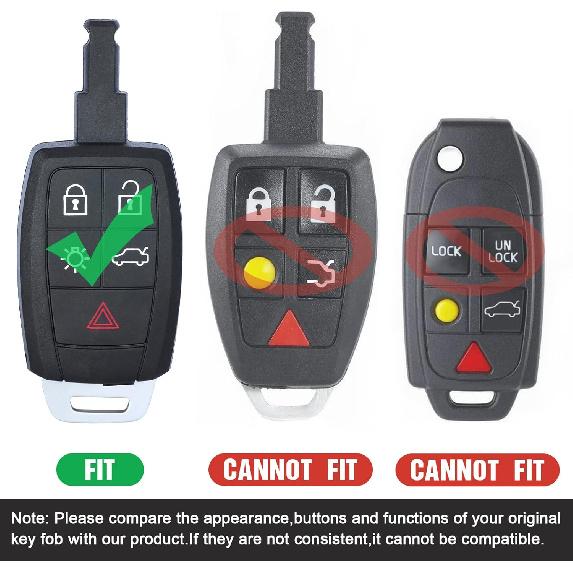 Sleutelloze Toegang Sleutelbehuizing Vervanging voor Volvo C70 C30 S40 V50 5 Knoppen KR55WK49259, Alleen een Sleutelbehuizing