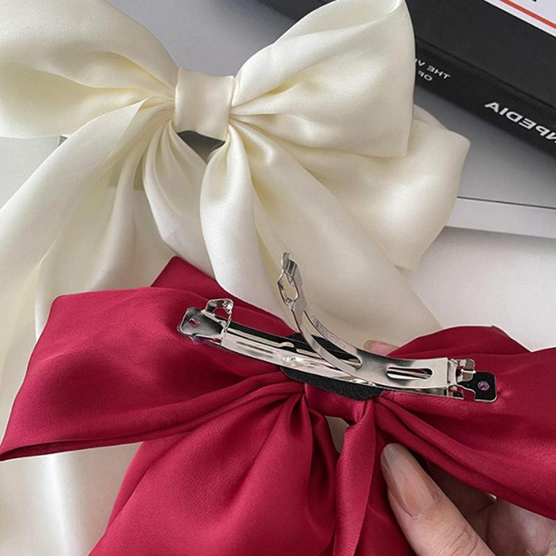 Bow Ribbon Hairpin Headwear Simple Elegant Satin Spring Clip Fixed Hair Clip