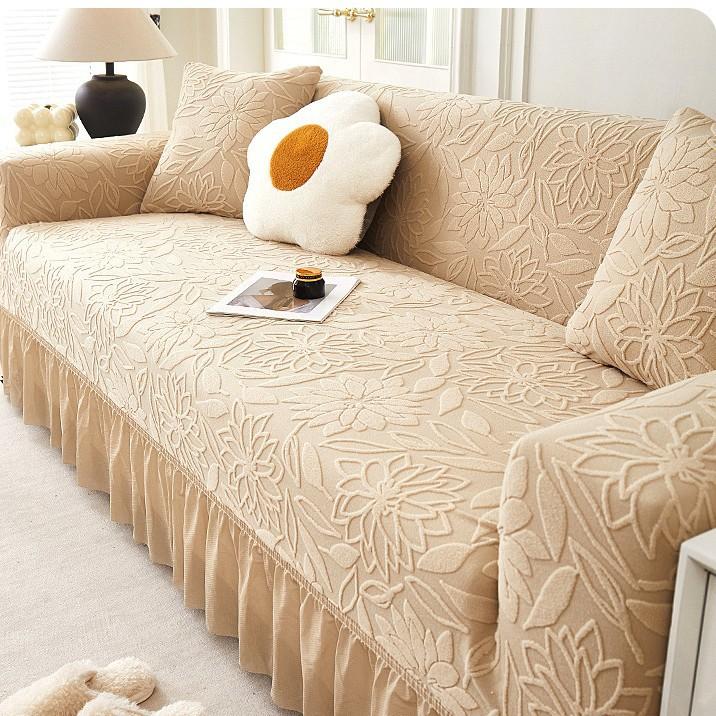 Jacquard Velvet Sofa Cover All Inclusive Universal Set New All Season Universal Anti Slip Seat Cushion Cover Fabric  French Style