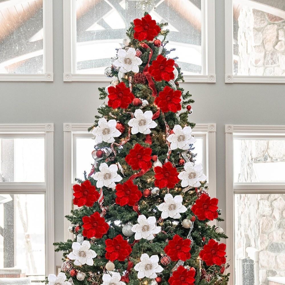 Nouvelle Guirlande de Fleurs Artificielles de Noël 16cm Accessoire Rotin Fleur Fausse Paillettes 3D Fleur Suspendue Ornement Décoration Sapin de Noël