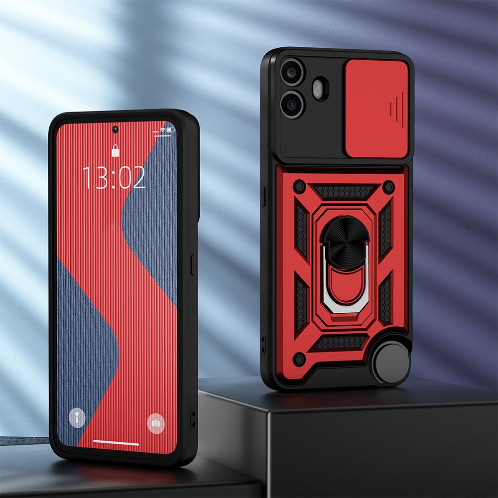 KEYSION Shockproof Armor Case for Nothing CMF Phone 1 Slide Camera Lens Protection Ring Stand Phone Back Cover for CMF Phone 1