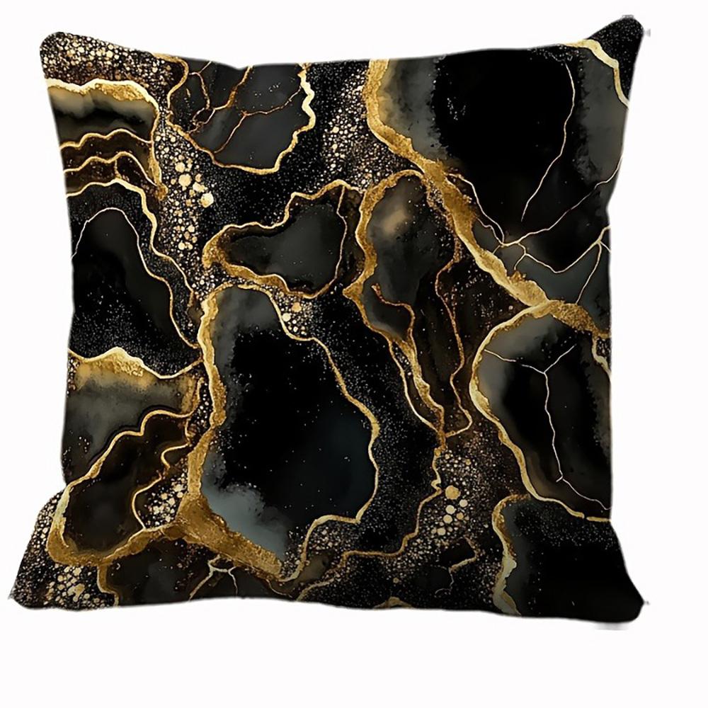 

Black and Gold Marble Pattern Pillowcases: Elegant and Luxurious Decor Sofa cushion cover home room decoration 2D flat printing 16x16Inch