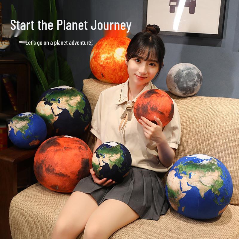 Sun Moon Mars Plush Planet Pillow - Creative Spherical Toy & Photography Prop for Kids