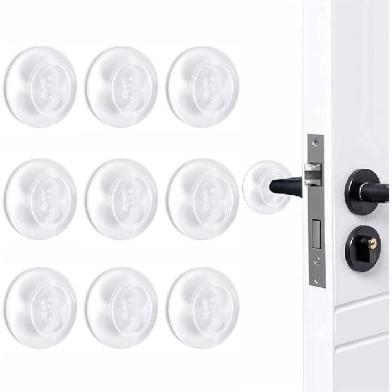 Door Stopper Wall Protector, Adhesive Bumper Protector, Reble Rubber Door Stops from Door Knobs, Shock Absorbent Wall Shield for Door Handle (Clear-4