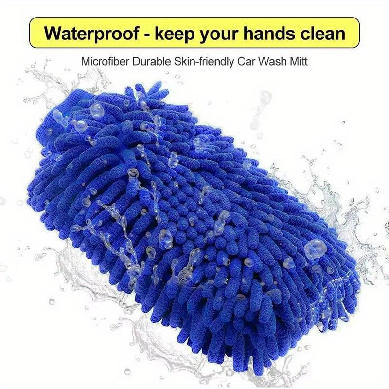 

25cm Chenille Plush Gloves for Car Cleaning Thickened Doublesided Car Cleaning Tools Ultrafine Fiber Car Washing Gloves синій