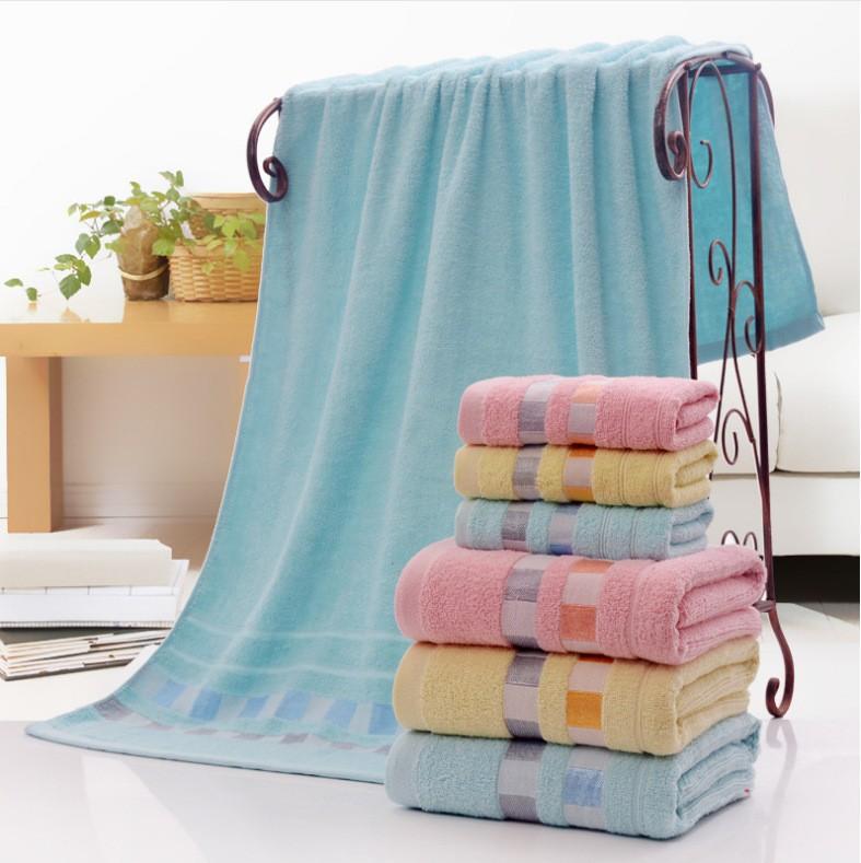 Direct Supply Cotton Large Bath Towel Plain Color Simple Soft Wrap Towel Beach Towel Household Bathroom Large Towel Goods