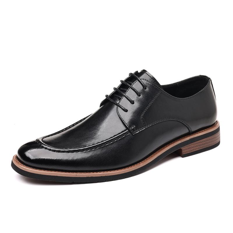 Extra Large Size Derby Shoes Leather Pointed Casual Leather Shoes British Style Business Dress Wedding Groom Shoes