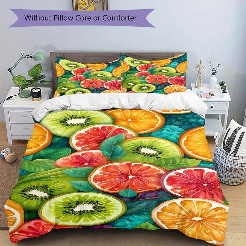 3pcs Fruit Bedding Cover Set, Fashion Classic Popular Print Bedding Set, Soft Comfortable, All - Season Use, For Bedroom107