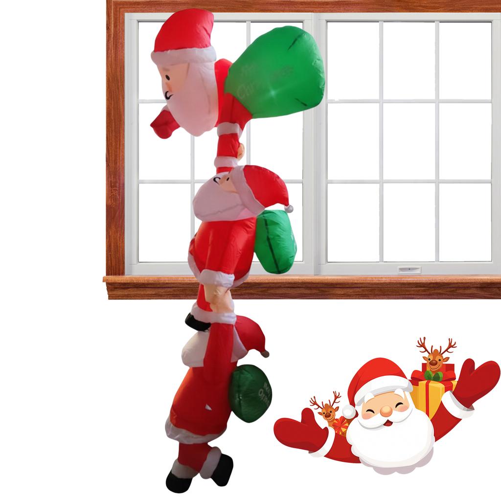 Christmas Inflatable Outdoor Decoration Climbing Santa Claus Gingerbread Inflatable Santa Claus Outdoor with Elf & Reindeer Deco