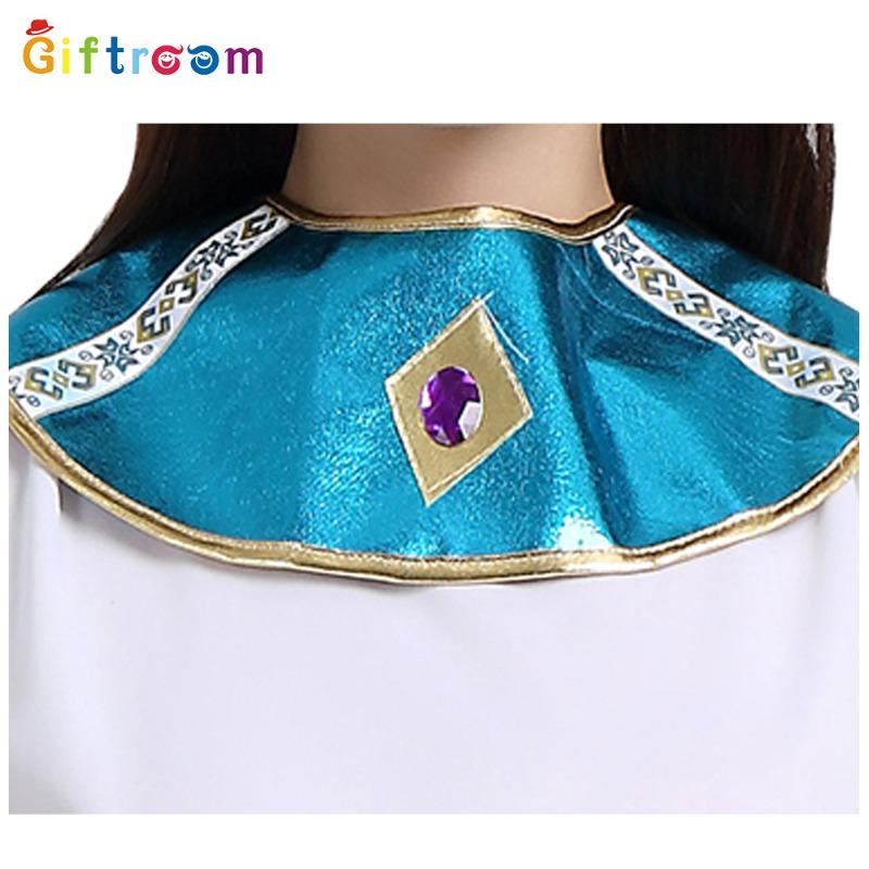 Festival Party Adult Female White Dress Blue Belt Cleopatra Cosplay Stage Performance Costume