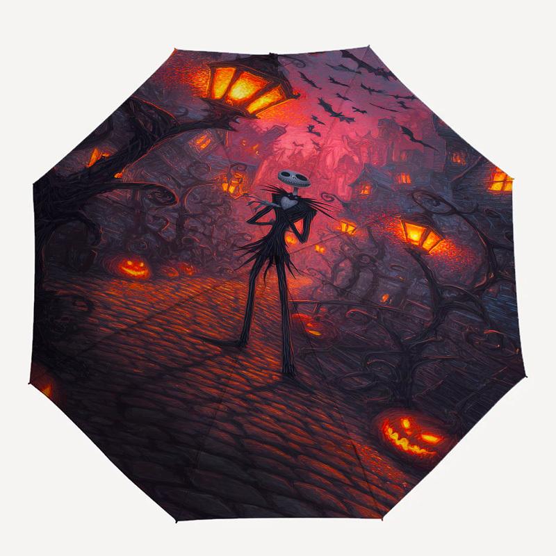 Jack Skellington Themed Automatic Opening and Closing Umbrella, Brightly Colored 8-rib Portable Umbrella, Suitable for Men and Women, A Perfect Gift f