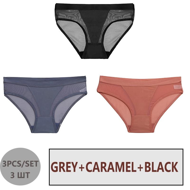 

Finetoo комплект женского нижнего белья из 3 предметов / с низкой талией из дышащей сетки Xl