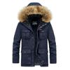 Jaqueta masculina de algodão acolchoada de inverno, comprimento médio, com capuz, espessada, quente, casual