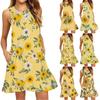 Robe de plage tendance pour femme, sans manches, col rond, imprimé floral