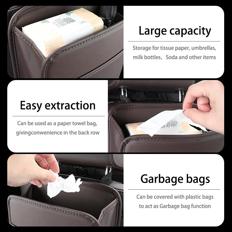 Cwvjgx1 For Mitsubishi Car Logo Seat Back Storage Leather Multifunction Hanging Box Accessories Outlander Lancer Cross Colt Xpander