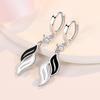 KOFSAC 925 Sterling Silver Earrings For Women Black And White Leaf Earring Fashion Zircon Jewelry Lady Party Accessories