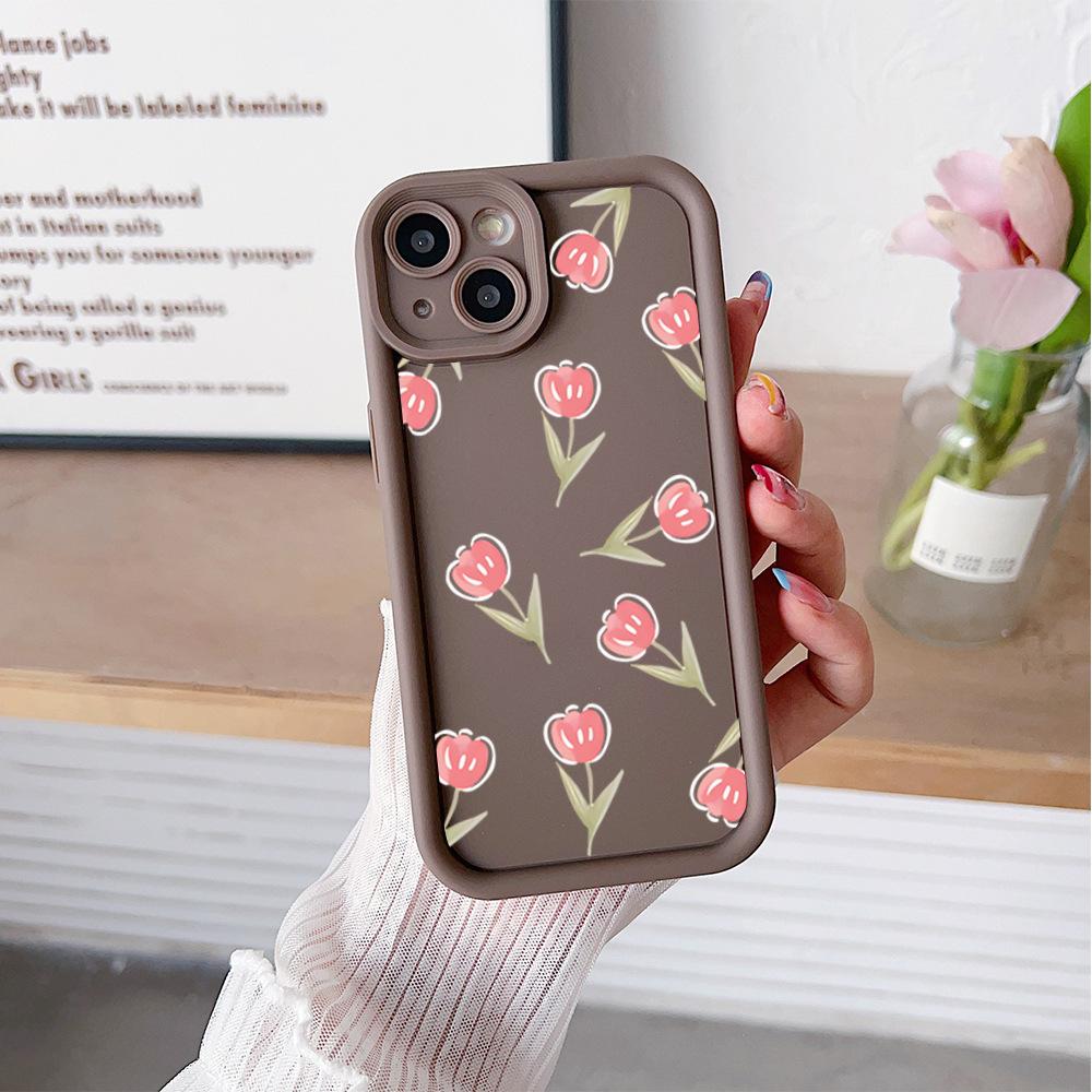 Exclusive for iPhone14 mobile phone case 16promax pink tulip Apple 17 butterfly 13 silicone soft case