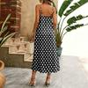 Damen ärmelloses Polka-Dot Maxikleid Sommer lässig langes Kleid mit verstellbaren Spaghettiträgern Leichtes Strandkleid für den Urlaub
