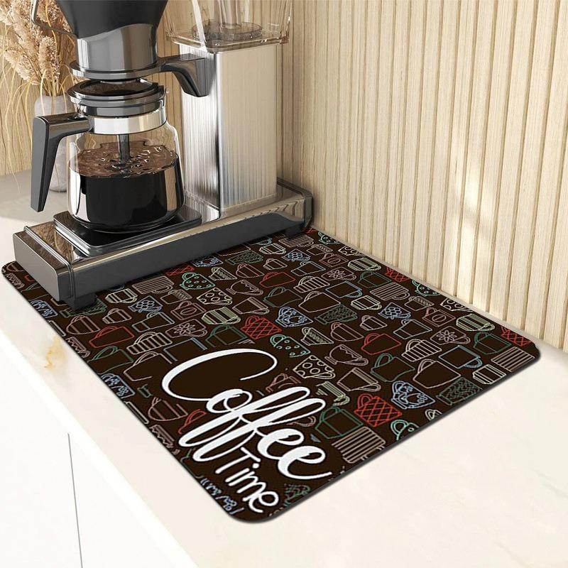 Coffee Letter Print Drain Mats Coffee Machine Desktop Decor Insulation Pads Daily Living Room Table Anti-slip Insulation Pads