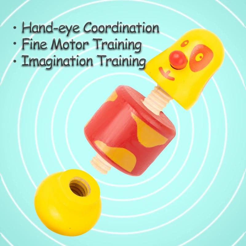 Montessori Screw Nut Assembly DIY Toys Animal Color Matching Fine Motor Training Educational For Children Gifts