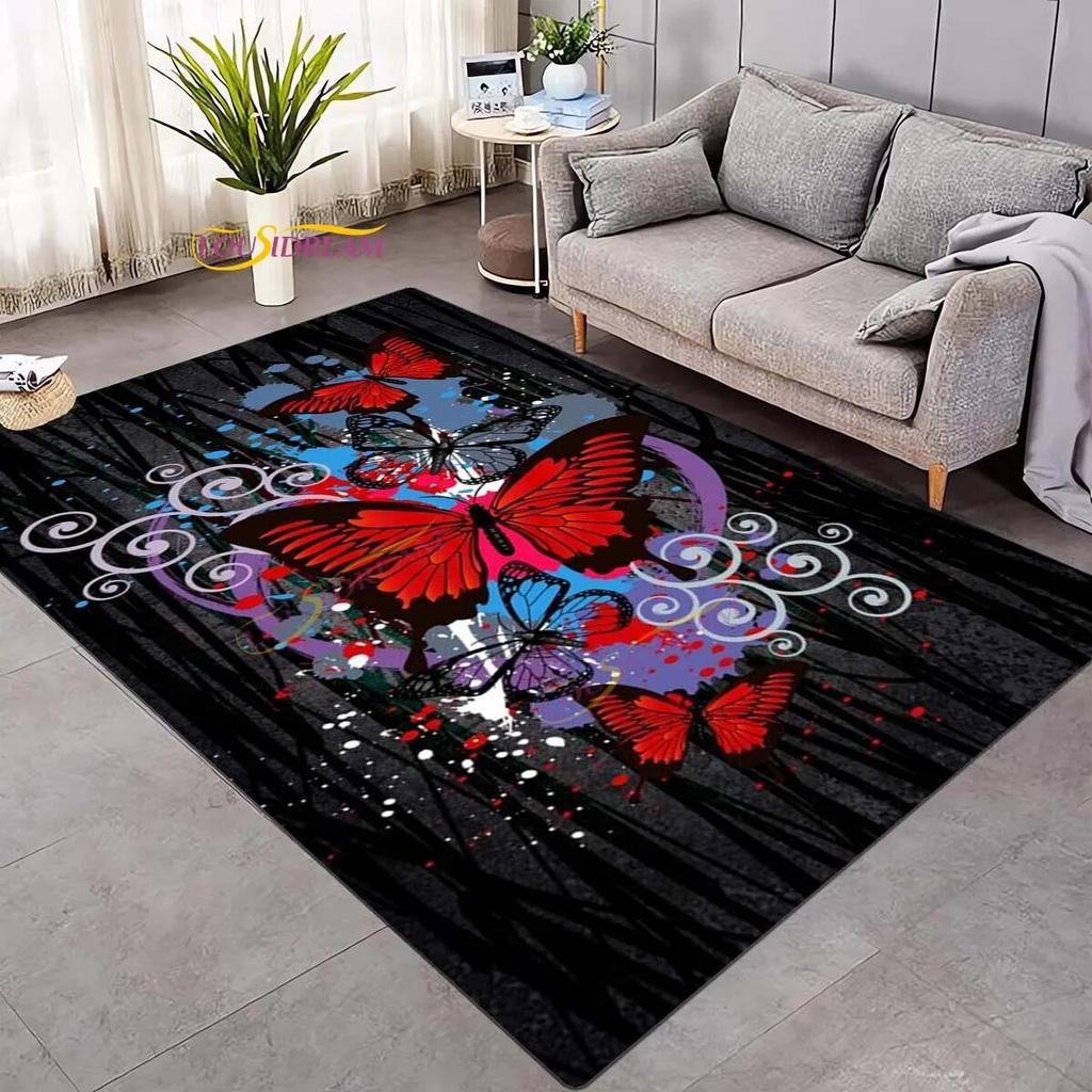 Koberec 3D Daisy Flowers Butterflies Velkoplošné koberce Barevný Butterfly Sunflower Koberec do obývacího pokoje Ložnice Herna Domácí dekorace