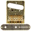 Carved Pattern Electric Guitar Bridge 6 Saddles Tailpiece Electric Guitar AccessoriesGold