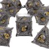 7 Pcs Black Yellow Eyes Metal Dice Solid Metal Polyhedral Dice Set Suitable for Role-Playing RPG Game Dice Role-Playing RPG