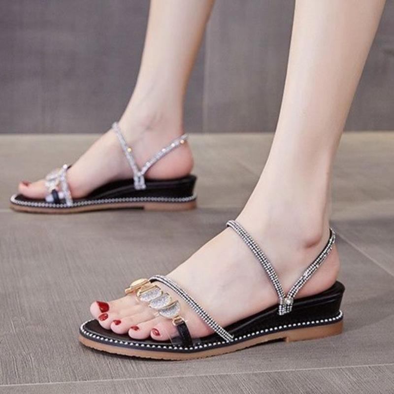 Rhinestones Open Toe With Medium Heels Sandals for Women The Best On Sale Anti Slip Hot Comfortable and Elegant Chic Woman Shoes