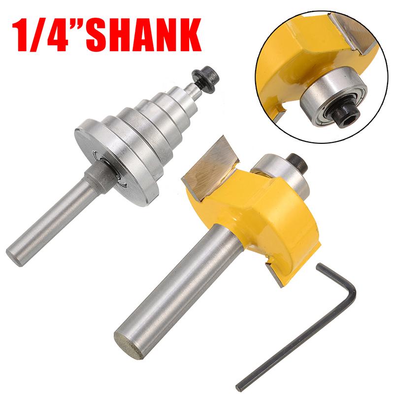 Pdtoweb 7Pcs 1/4" Shank Carbide Steel Rabbet Router Bit With Bearings