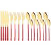 16Pcs Rainbow Dinnerware Stainless Steel Cutlery Set Western Knife Fork Spoon Dinner Flatware Set Kitchen Silverware Tableware