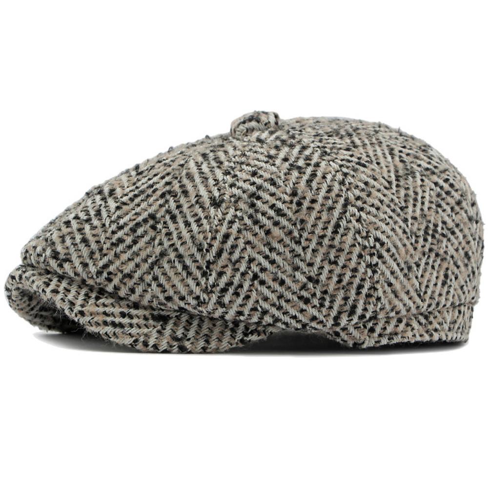 

HT4835 Berets Autumn Winter Beret Hat Vintage Striped Octagonal Cap Male Female Ivy Flat Cap Artist Painter Adjustable Beret Cap 55-60cm Adjustable