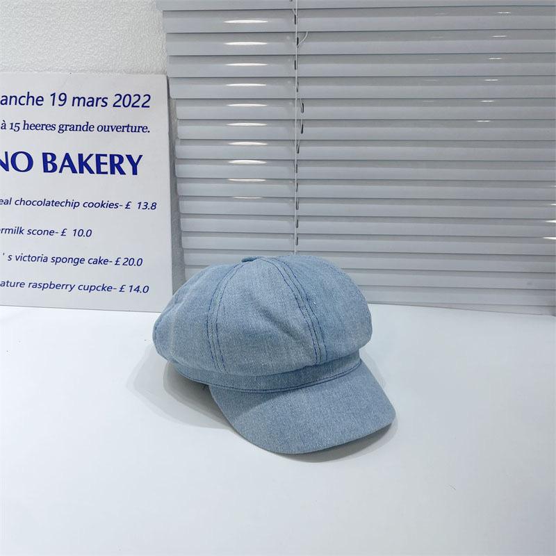 Vintage Beret Octagonal Caps Women Hats Solid Color Denim Cloth Casual Female Newsboy Cap Good Quality Painter Cap New