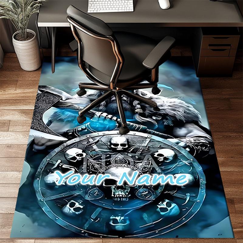 1PC Custom Name Warrior Fantasy Art Theme Floor Mat Ideal for Living Room, Game Rooms, Office, Bedroom Floor Mat Playful Design