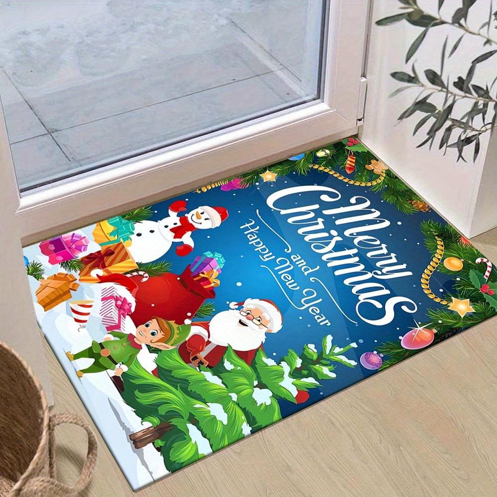 

1pc Christmas Themed Rug, Merry Chrismas Print, Bedside Carpet, Non slip Laundry Room Mat, Machine Washable Water Absorbing Entrance Door Ma 60cm by 90cm