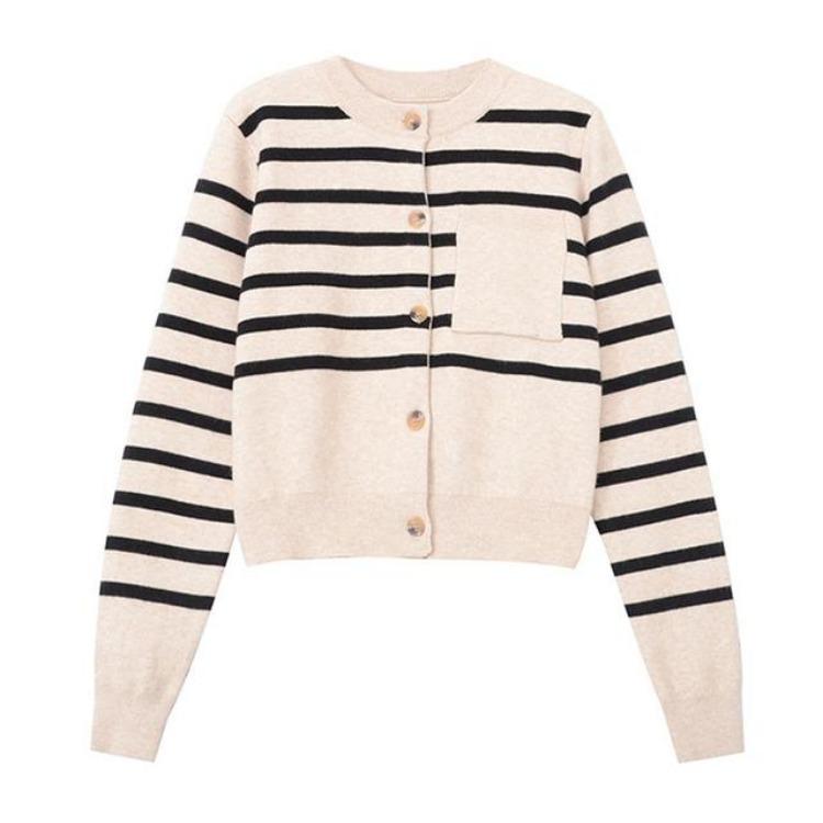 

Women Crew Neck Knitwear Cardigan Sweater Single Breasted Fashion C-002 L хакі