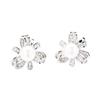 New exquisite three-dimensional diamond-encrusted zircon small flower earrings, freshwater pearl flower earrings, earrings without ear piercings, wome