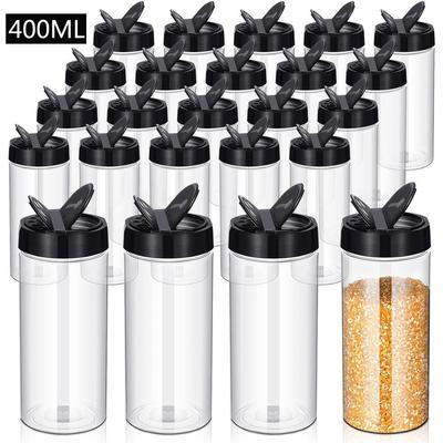 Large Capacity Butterfly Lid Spice Shaker Bottle - PET Plastic BBQ Seasoning Jar